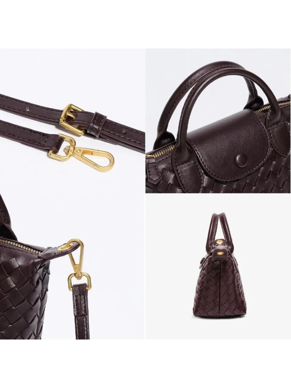 Mini Braided Luxury Leather Handbag - Stylish Top Handle Satchel for Travel